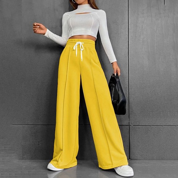 SIYUDAN Women Pants Womens Pants Casual YellowAdult Womens Pants Womens Lounge Pants Wide Leg Pants Woman With Pockets Womens Fall Pants