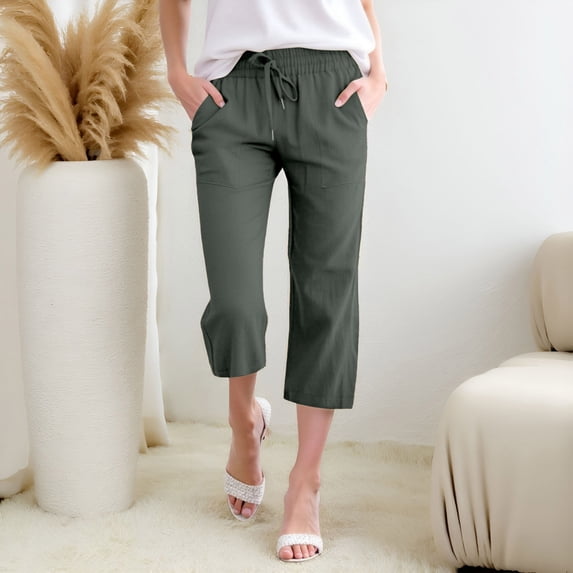 SIYUDAN Women'S Pants Women'S Casual Pants Army GreenAdult Womens Pants Comfortable Pants For Women For Work High Waisted Trousers With Pockets Summer Clothes For Women