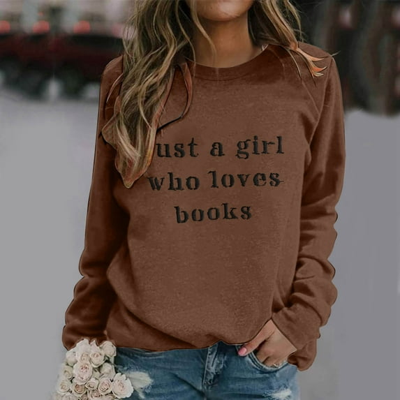 SIYUDAN Women Sweatshirt Long Sleeve Sweatshirt Women Pullover Brown Pullover Adult Womens Sweatshirt Fall Clothes Daily Wear