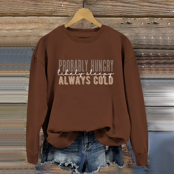 SIYUDAN Women Sweatshirt Long Sleeve Sweatshirt Womens Pullover Coffee Pullover Adult Crewneck Sweatshirt Women Clothes Fall Casual Wear