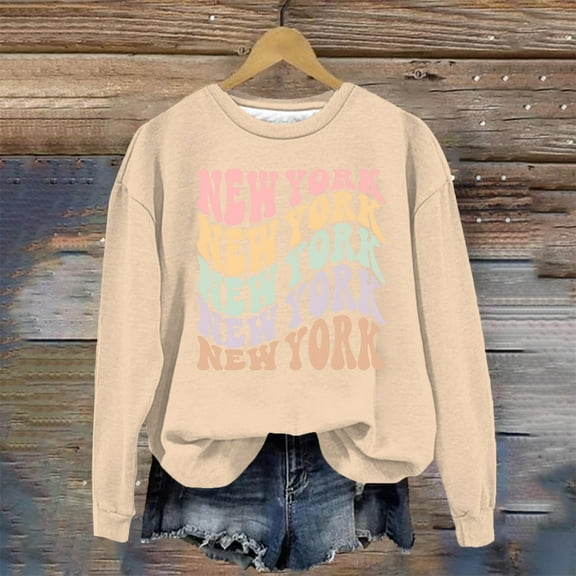 SIYUDAN Women Sweatshirt Long Sleeve Sweatshirt Womens Pullover Tops Beige Pullover Adult Sweatshirt for Woman Fall Winter Clothes for Women Trendy Clothes