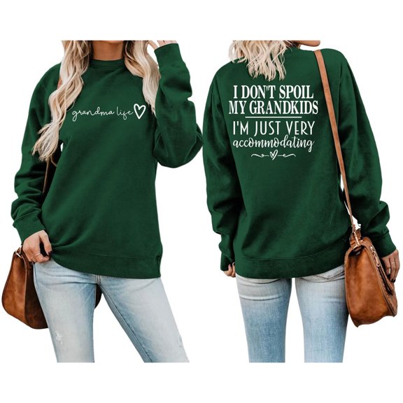 SIYUDAN Women Sweatshirt Sweat Shirts Women Long Sleeve Pullover Sweatshirt for Women Dark Green Pullover Adult Cute Crewnecks for Women Sweatshirts for Women Trendy Fall Womens Clothes Trendy