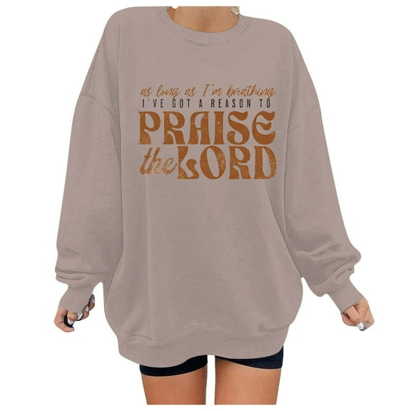 SIYUDAN Women Sweatshirt for Women Long Sleeve Sweatshirt Oversized Pullover for Women Khaki Pullover Adult Womens Crewneck Sweatshirt Winter Sweatshirts for Women Sweatshirts for Women Trendy