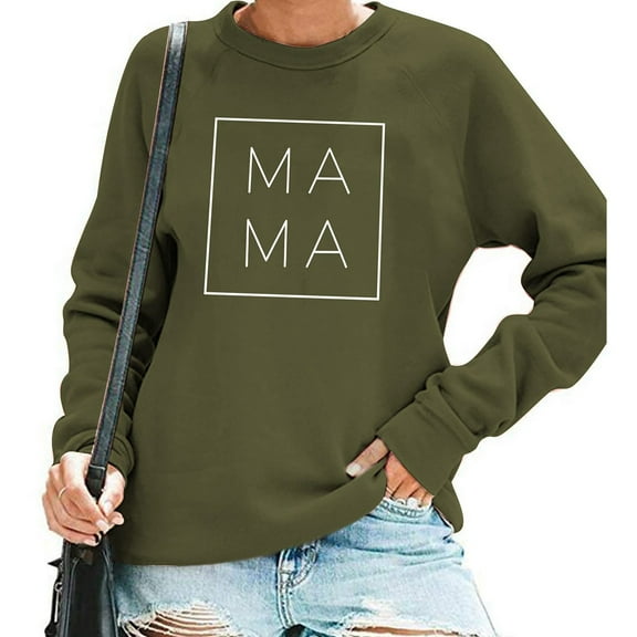 SIYUDAN Women Sweatshirts Long Sleeve Sweatshirt Sweatshirt Pullover Women Army Green Pullover Adult Crewneck for Women Fall Crewneck Daily Wear