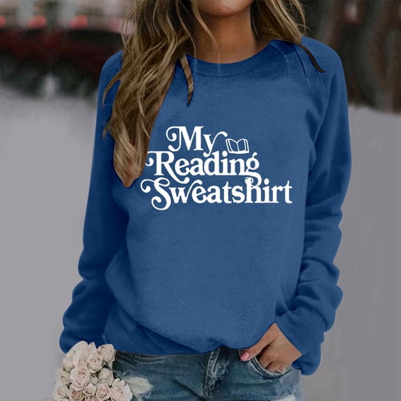 SIYUDAN Women Sweatshirts Long Sleeve Sweatshirt for Women Pullover Sweatshirts for Women Blue Pullover Adult Sweatshirts Fall Clothes for Women Fashion