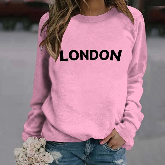 SIYUDAN Women Sweatshirts Long Sleeve Sweatshirt for Womens Pullovers Pink Pullover Adult Big and Tall Crewneck Sweatshirt Winter Sweatshirts Women Fashion
