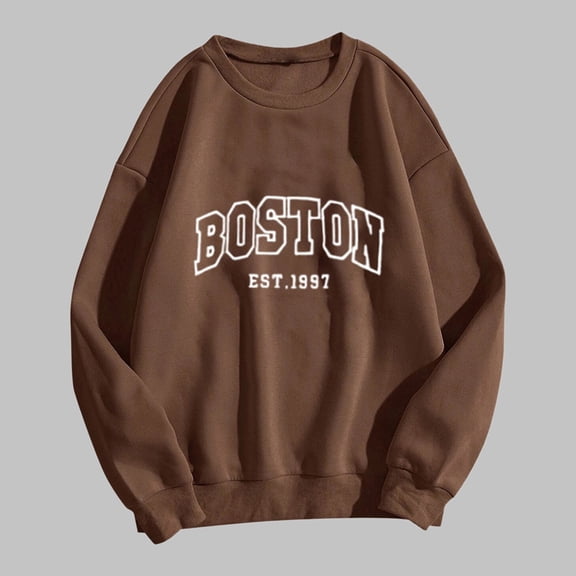 SIYUDAN Women Sweatshirts Womens Long Sleeve Sweatshirt Pullover Women Brown Pullover Adult Sweatshirts Fall Clothes Women Casual Clothes