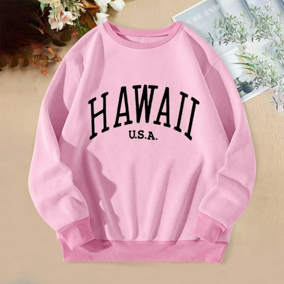 SIYUDAN Women'S Sweatshirt Long Sleeve Sweatshirt Oversized Pullover for Women Pink Pullover Adult Sweatshirt Womens Clothing Fall Womens Clothes Trendy