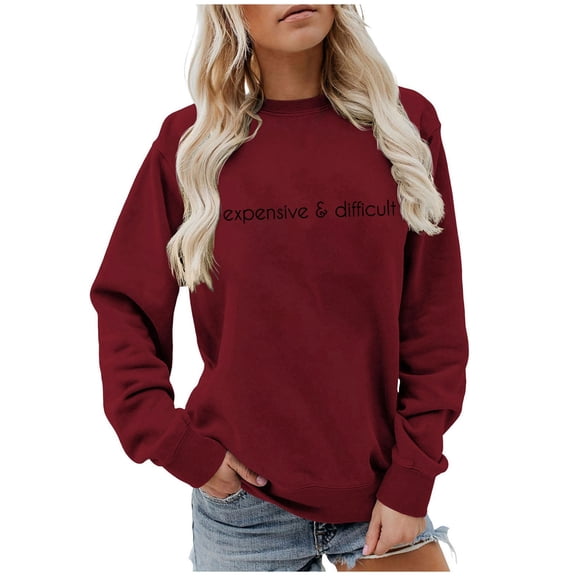 SIYUDAN Women’S Sweatshirt Long Sleeve Sweatshirt Pullover Women Brick Red Pullover Adult Sweat Shirt Womens Fall Clothing Women Fashion