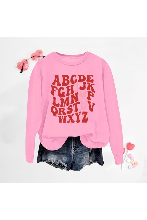 Women'S Sweatshirt Long Sleeve Sweatshirt Pullover for Women Pink Pullover Adult Cute Crewnecks for Women Winter Fashion Womens Fashion