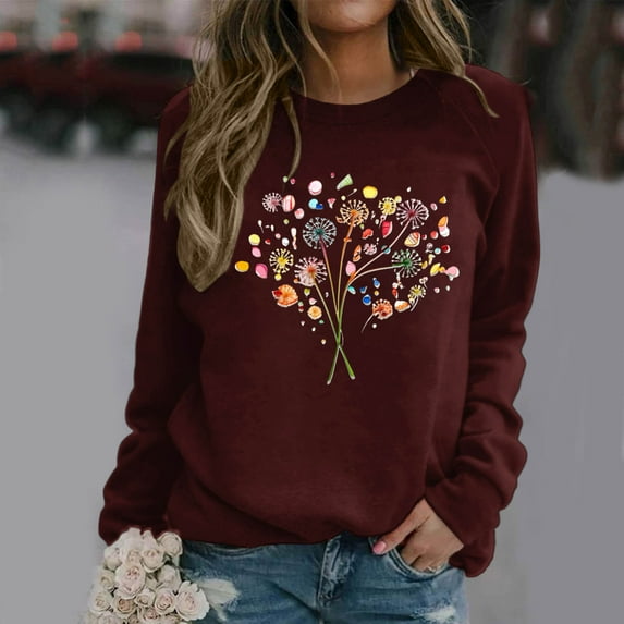 SIYUDAN Women Women'S Sweatshirt Sweat Shirts Women Long Sleeve Womens Pullover Pullover Adult Crewneck Sweatshirts Winter Sweatshirts for Women Streetwear