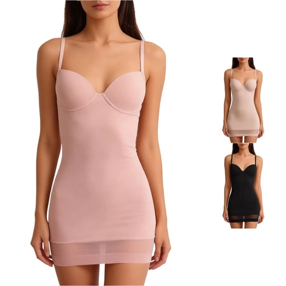 SIYUDAN Women's Body Shaper Dress Stretchy Bodysuit Built-in Bra Cami L