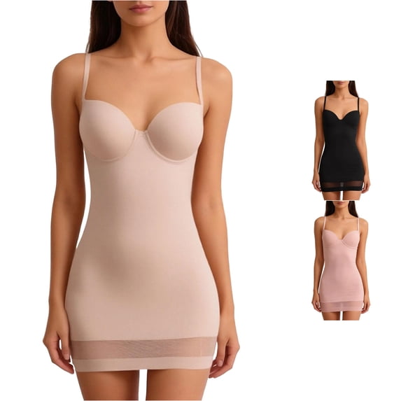 SIYUDAN Women's Body Shaper Dress Stretchy Bodysuit Built-in Bra Cami S