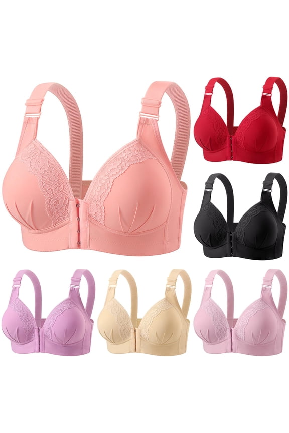 Women's Front Closure Bras for Senior Comfort Wireless Plus Size Full Coverage Everyday Lightweight Non Padded Underwire, Size 42