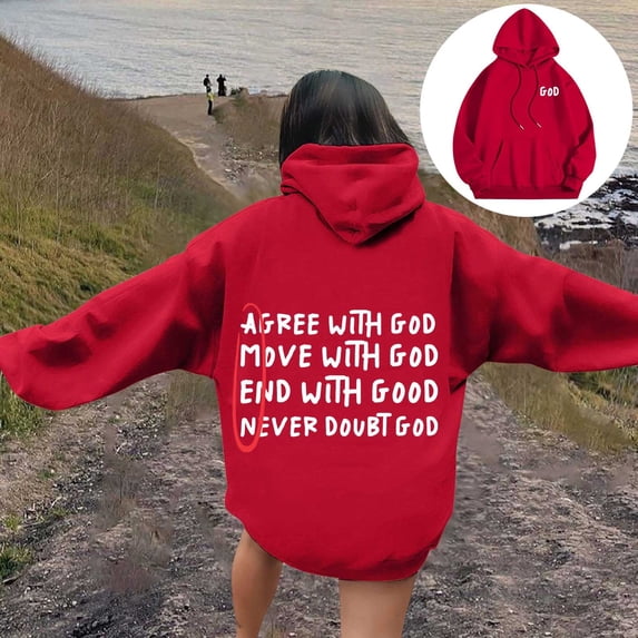 SIYUDAN Women's Hoodies Sweatshirts Jesus Hoodies Letter Print Christian Sweatshirt Oversized Womens Pullover Cute Fall Clothes Preppy Clothes Girl