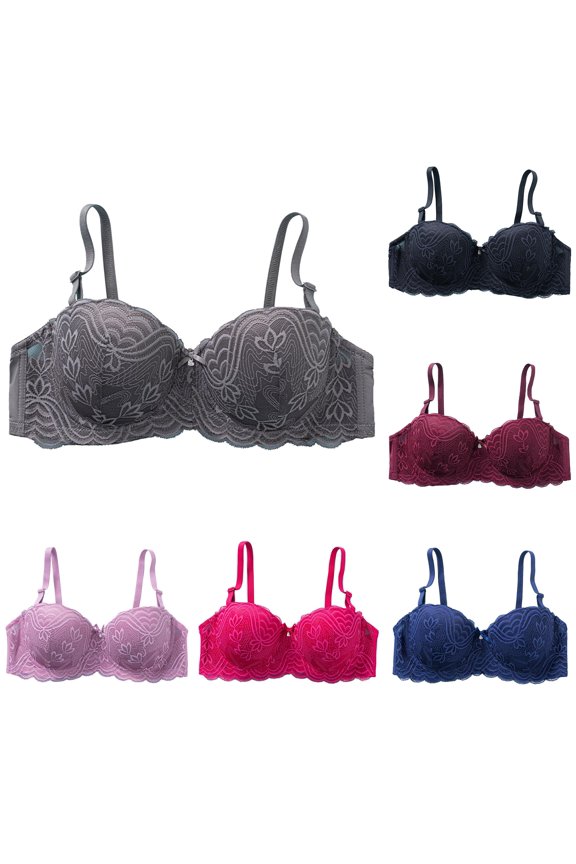 Women's New Half Cup Plus Size Lace Ribbon Steel Ring Gathered Non Sagging Bra Bras for Women No Underwire Seamless Full Coverage Bras, Size 80