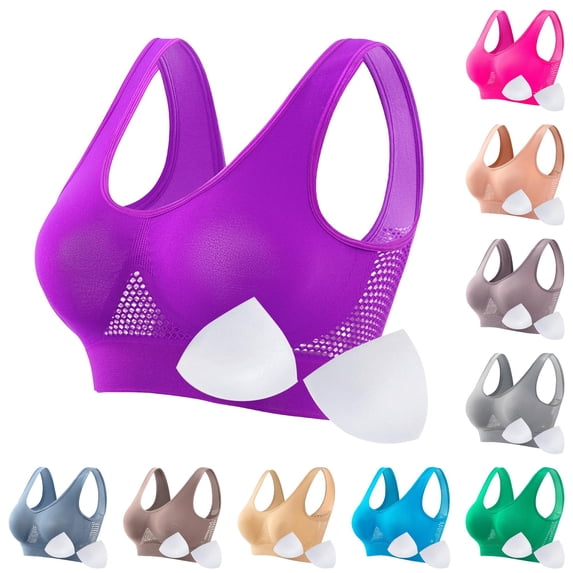SIYUDAN Women's Plus Size Proof Running Fitness Yoga Vest Thin Padded No Wire Push Up Breathable Sports Bra, Size XXXL