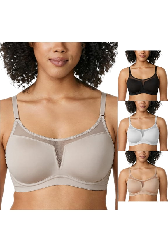 Women's Push Up Bra Lifts Bust Conceals Side Sagging Mesh Sheer Coverage Wirefree Women Bras Wireless Bra Full Coverage Tshirt Bralettes, Size M