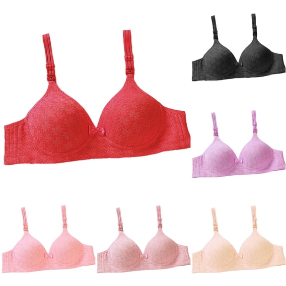 SIYUDAN Women's Reducing Push Up Small Cup Thin Wire Breathable Jacquard Bow Bra Bras for Women Womens Seamless Wireless Full Coverage T-Shirt Bra, Size 75B