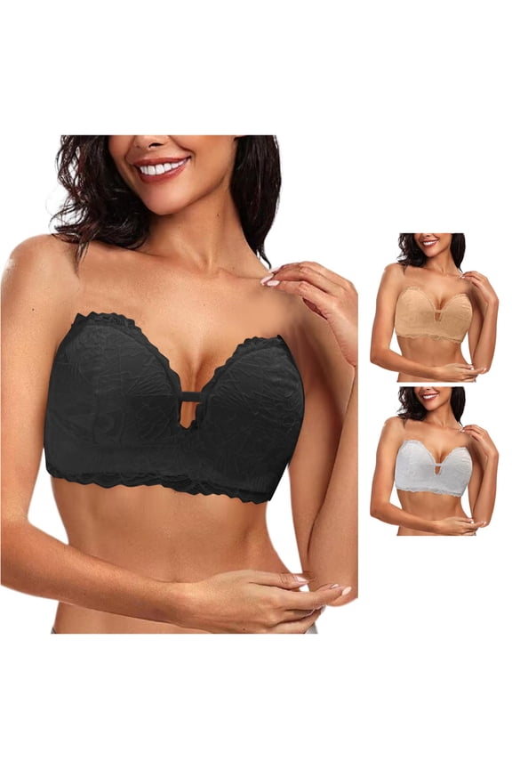 Women's Strapless Off Shoulder Small Chest Flat Chest Push Up Top Non Bra Women Bras Push Up Bralettes Seamless Full Coverage Bras, Size XL