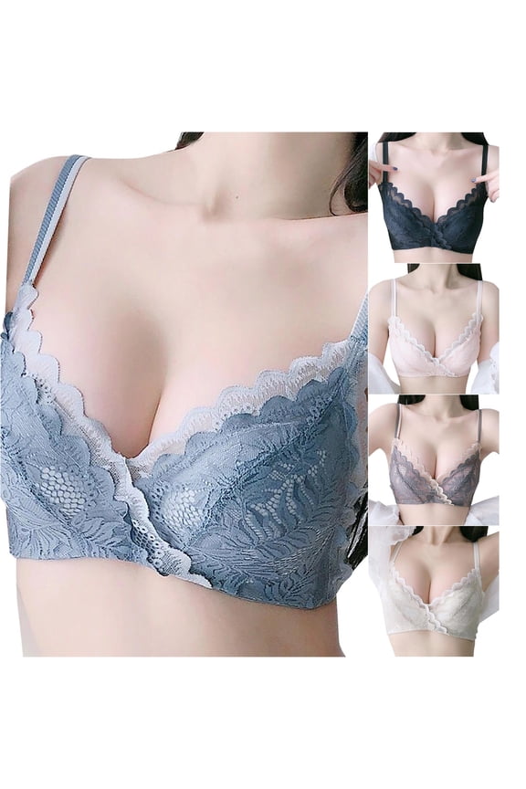 Women's Super Push Up Cleavage Enhancement High Side Full Lace No Steel Ring Bra Women Push Up Bralettes Seamless Full Coverage Bras, Size XL