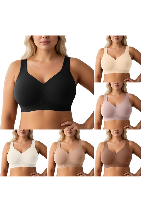 Women's Supportive Wireless Full Coverage Seamless Comfort Fuller Cup Uplift Shape Everyday Plus Size Bra, Size M