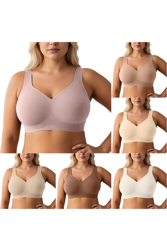 Women's Supportive Wireless Full Coverage Seamless Comfort Fuller Cup Uplift Shape Everyday Plus Size Bra, Size XL