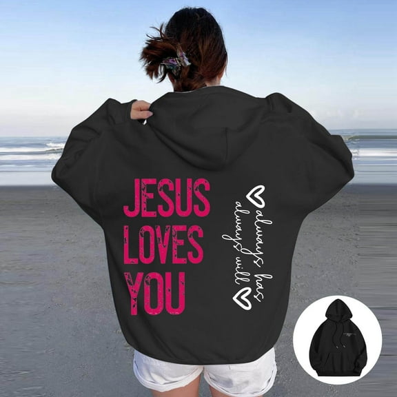 SIYUDAN Women's Sweatshirts Hoodies Christian Sweatshirt Letter Print Christian Sweatshirt Oversized Women Hoodies Pullover Womens Fall Fashion 2025 Streetwear