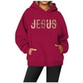 thumbnail image 1 of SIYUDAN Women's Sweatshirts Hoodies Jesus Loves You Hooded Sweatshirts Graphic Hoodie Oversized Pullover Hoodies Women Fall Clothes Women’S Clothes, 1 of 3