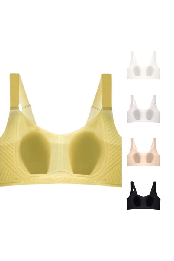 Women's Thin Seamless Rabbit Ear Bra Breathable Fabric Push Up Soft Support Minimizing for Large, Size XXXL