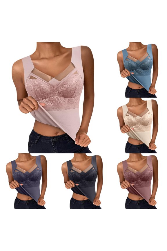 Women's Vest with Bra Pads Padded Thickened Body Autumn Bra Top De Velvet Non Marking Self Heating Thermal Underwear, Size XXXL