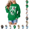 thumbnail image 1 of SIYUDAN Womens Halloween Sweatshirt Funny Graphic Skeleton Sweatshirt Long Sleeve Crewneck Pullover Green Sweat Shirt Fall Clothes for Women L, 1 of 5