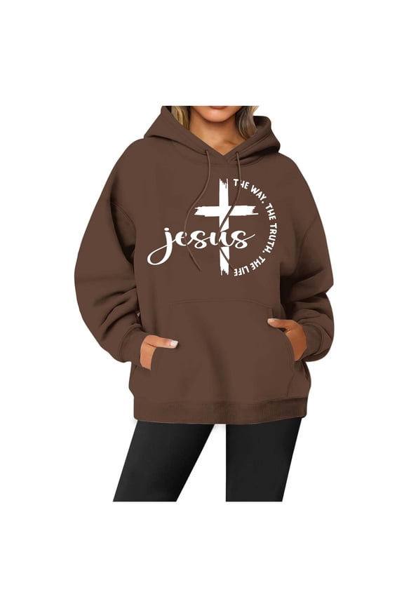 Womens Hoodie Christian Sweatshirt Letter Print Sweatshirt Oversized Pullover Hoodies Trendy Fall Outfits For Women Trending Fashion