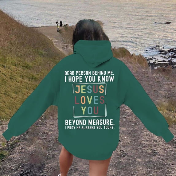 SIYUDAN Womens Hoodie Jesus Loves You Hoodie Graphic Hoodie Oversized Lightweight Pullover For Women Fall Sweatshirts For Women 2025 Young Women's Wear