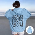 thumbnail image 1 of SIYUDAN Womens Hoodie Jesus Loves You Sweatshirt Graphic Hoodie Oversized Pullover Hoodie Sweatshirt Fall Clothes Preppy Clothes, 1 of 5