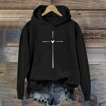 SIYUDAN Womens Hoodies Jesus Loves You Hooded Sweatshirts Letter Print Sweatshirt Oversized Pullover Hoodies Cute Winter Outfits For Women Trendy Womens Clothes