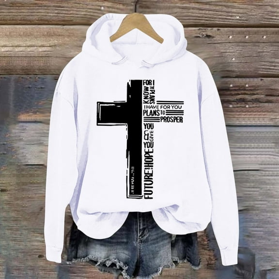 SIYUDAN Womens Hoodies Jesus Loves You Sweatshirt Graphic Letter Print Sweatshirt Oversized Women Hoodies Pullover Fall Clothing Preppy Clothes Teen Girl