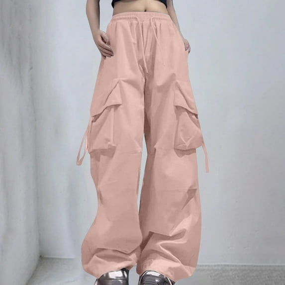 SIYUDAN Womens Pants Ladies Casual Pants Pink Adult Womens Pants Loose Work Pants For Women Wide Leg Pants Woman Womens Summer Pants