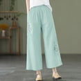thumbnail image 1 of SIYUDAN Womens Pants Woman Pants Casual Green Adult Pants For Women Lounge Pants Wide Leg Elastic Waist Pants For Women With Pockets Womens Summer Outfits, 1 of 3