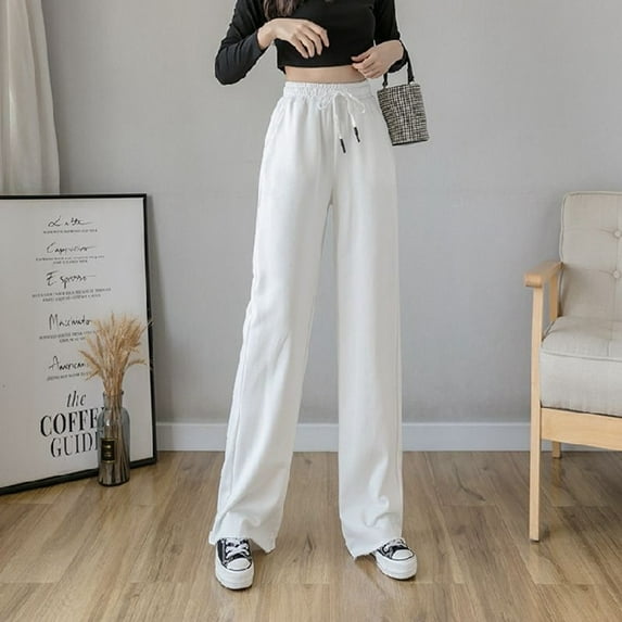 SIYUDAN Womens Pants Women'S Casual Pants White Adult Womens Pants Loose Womens Pants Wide Leg Pants Woman With Pockets Womens Capris For Summer
