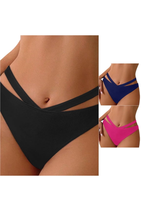 Womens Plus Size High Waist Bikini Bottoms Ruched High Cut Full Coverage, Size S