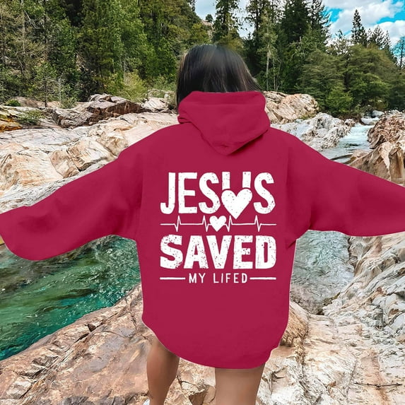 SIYUDAN Womens Sweatshirt Hoodies Jesus Hoodies Letter Print Christian Sweatshirt Oversized Pullovers For Women Fall Fashion For Women Workout Wear