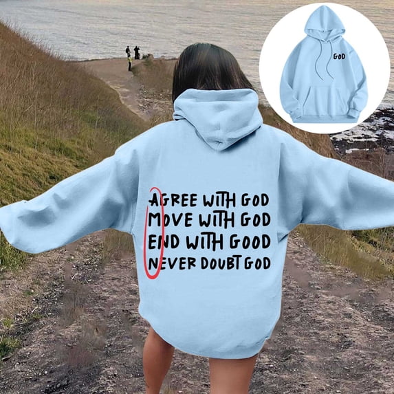 SIYUDAN Womens Sweatshirt Hoodies Jesus Loves You Sweatshirt Letter Print Christian Sweatshirt Oversized Lightweight Pullover For Women Winter Clothes For Women Trending Fashion