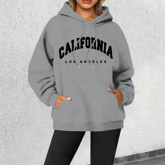 SIYUDAN Womens Sweatshirt Hoodies Long Sleeve Womens Pullover Hoodie Cute Hoodies Grey Plain Sweatshirt Fall Tops Preppy Teen Clothes