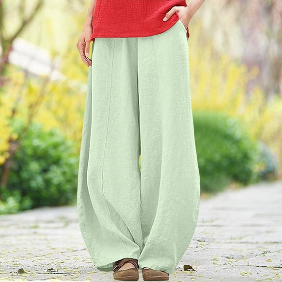 SIYUDAN Womens Trousers Casual Pants GreenAdult Work Pants For Women Loose Pants For Women Womens Elastic Waist Pants With Pockets Womens Summer Pants