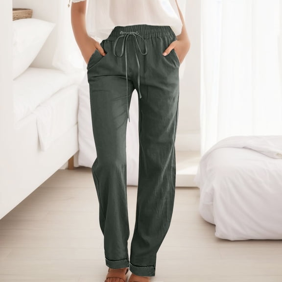SIYUDAN Womens Trousers Casual Pants Women Army GreenAdult Work Pants For Women Women Loose Pants Wide Leg Pants For Women With Pockets Womens Capris For Summer