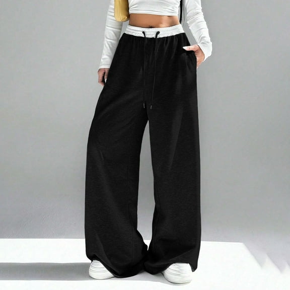 SIYUDAN Womens Trousers Casual Womens Pants Black Adult Baggy Pants Women Lounge Pants Wide Legged Pants With Pockets Summer Pants For Women 2025