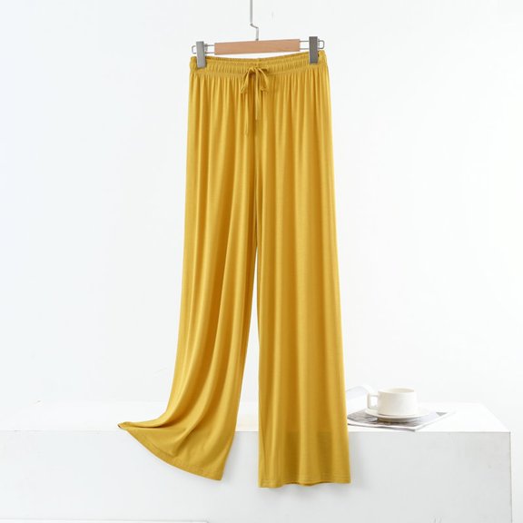 SIYUDAN Womens Trousers Casual Womens Pants Yellow Adult Yoga Pants Women Lounge Pants Wide Legged Pants With Pockets Summer Clothes For Women