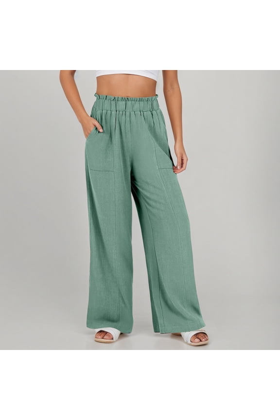 Womens Trousers Ladies Casual Pants Mint Green Adult Baggy Pants Loose Sweatpants Women High Waisted Trousers With Pockets Womens Capris For Summer