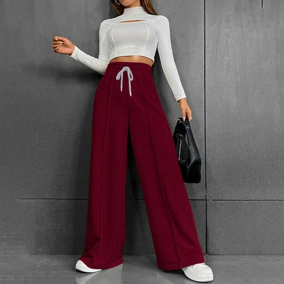 SIYUDAN Womens Trousers Ladies Casual Pants WineAdult Baggy Pants Women Womens Comfy Work Pants Women High Waisted Pants Summer Pants For Women 2025